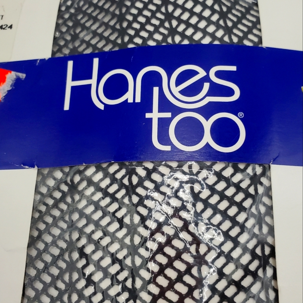 Vintage Hanes Too Black Fishnet Stockings MADE IN ITALY 🇮🇹 size AB chevron Net